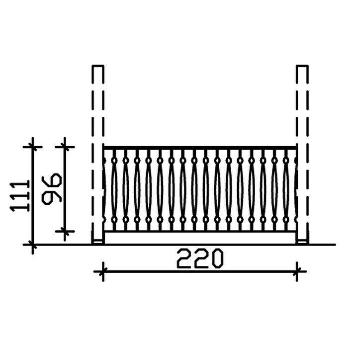 Skan Holz BrüstungsgeländerPassend für: Skan Holz Leimholz-Terrassenüberdachungen, Pfostenabstand 220 cm, Nussbaum Sketch