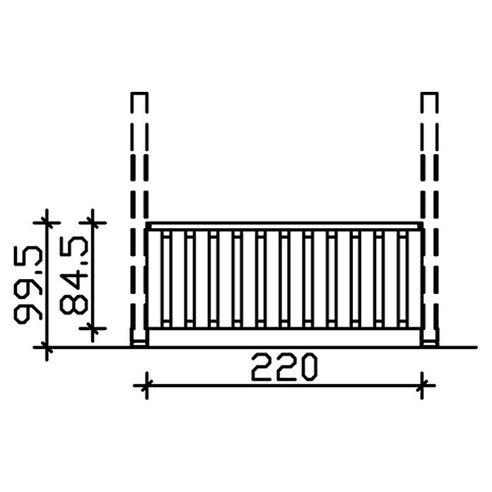 Skan Holz BrüstungsgeländerPassend für: Skan Holz Terrassenüberdachungen aus Douglasie, Pfostenabstand 220 cm, Natur Sketch