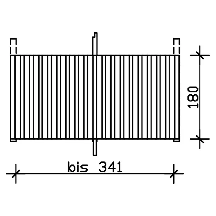 SKAN HOLZ Rückwand - B x H: 341 x 180 cm, Passend für: Skan Holz Carports, Weiß - Schemazeichnung eines Zauns mit Höhen- und Längenangaben. Die Zeichnung zeigt Details zu den Zaunabmessungen.
