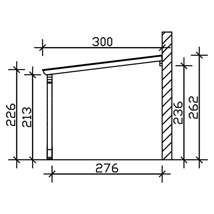 Skan Holz Carport EifelB x T: 300 x 541 cm, Einfahrtshöhe: 2,13 m, Schiefergrau Sketch