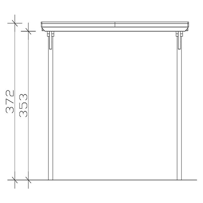 Skan Holz Carport EmslandB x T: 404 x 604 cm, Einfahrtshöhe: 353 cm, Geeignet für: Caravans, Eiche Sketch