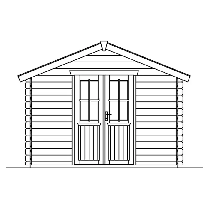 SKAN HOLZ Gartenhaus Faro 3 - Außenmaß inkl. Dachüberstand (B x T): 340 x 400 cm, Holz, Natur - Abbildung eines Holzschuppens mit Doppeltür und Giebeldach, ideal für Gartenwerkzeuge.