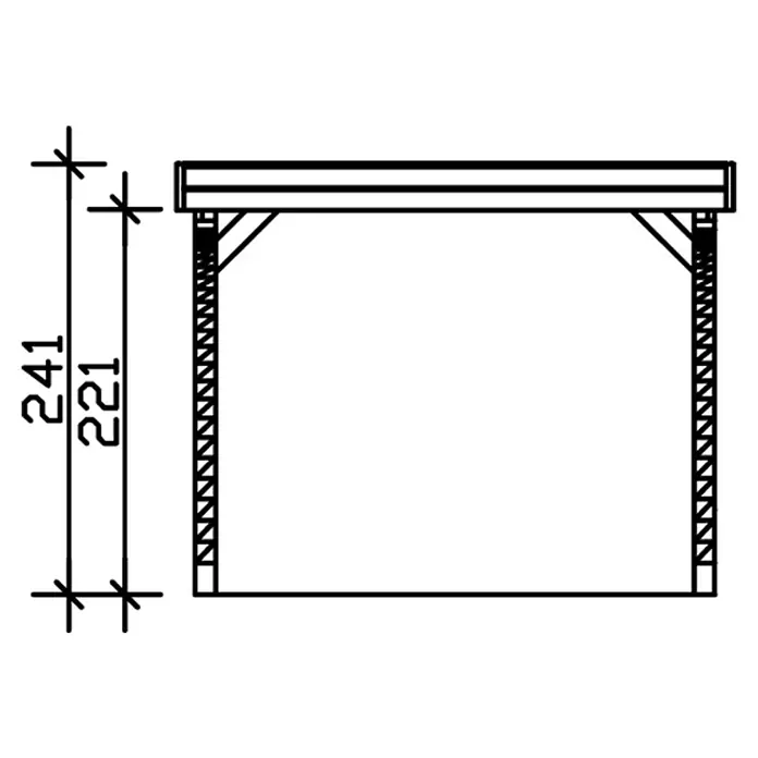 SKAN HOLZ Carport Friesland - Außenmaß inkl. Dachüberstand (B x T): 3,14 x 5,55 m, Einzelcarport, Schiefergrau, Mit 2 Einfahrtsbögen - Abbildung eines Tisches mit den Maßen 241 und 221. Klare Linien und technische Zeichnung des Möbelstücks.
