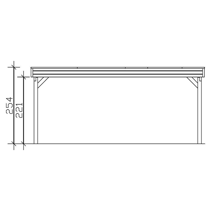 Skan Holz Doppelcarport FrieslandB x T: 557 x 555 cm, Einfahrtshöhe: 221 cm, Schiefergrau, Aluminium-Dachplatten Sketch