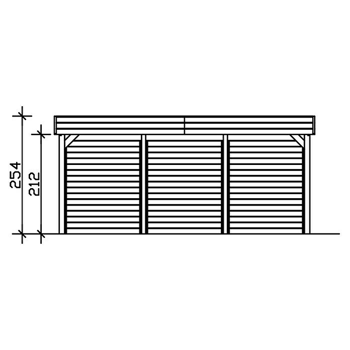 Skan Holz Doppelcarport FrieslandB x T: 557 x 555 cm, Einfahrtshöhe: 221 cm, Grün, Mit Seitenwänden & Rückwand Sketch