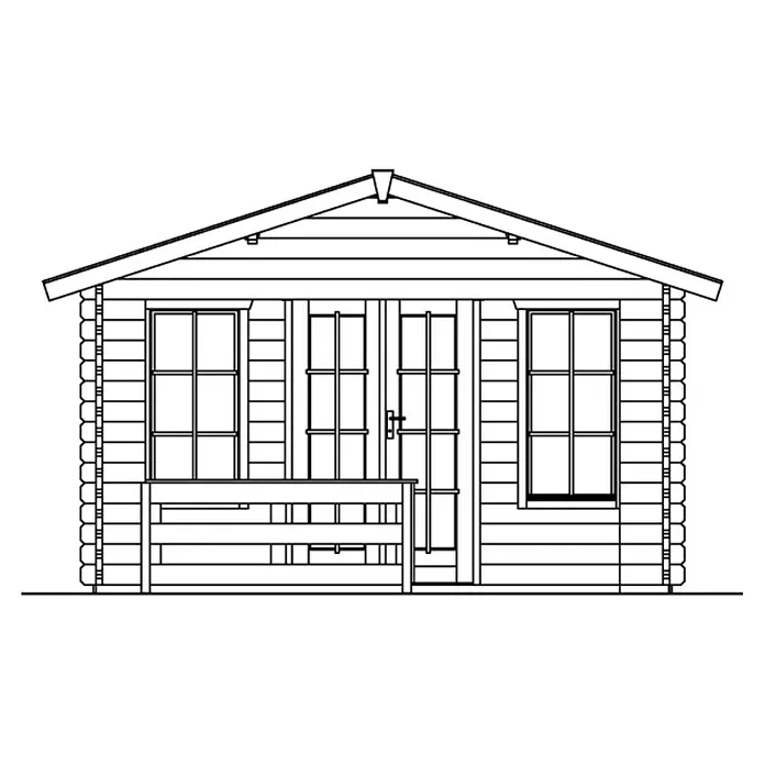 SKAN HOLZ Gartenhaus Holmestrand - Außenmaß inkl. Dachüberstand (B x T): 420 x 650 cm, Holz, Natur - Abbildung eines Holzhauses mit Fenstern und Türen, die für Wohnlichkeit und Funktionalität im Garten oder als Gästehaus sorgen.