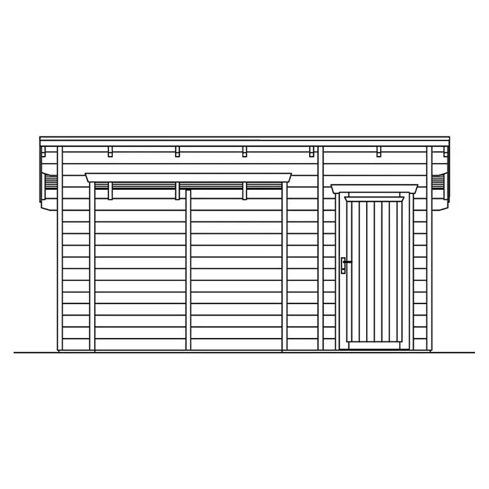 SKAN HOLZ Holzunterstand Knut - 250 x 430 x 249,5 cm, Natur - Abbildung eines Holzschuppens mit Doppeltür und Einzeltür, ideal für Gartenwerkzeuge und mehr. Solide Bauweise für lange Lebensdauer.
