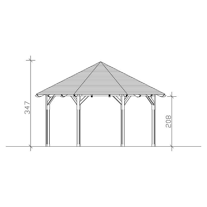 Skan Holz Pavillon Lyon 3L x B: 557 x 557 cm, Nussbaum Sketch