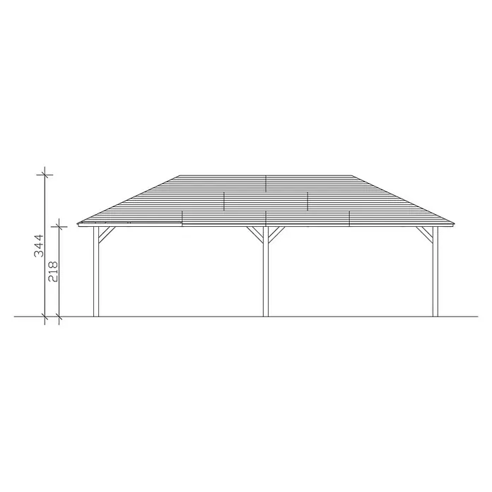 SKAN HOLZ Pavillon Orleans 3 - L x B: 916 x 504 cm, Natur - Illustration eines Pavillons mit Maßen. Die Zeichnung zeigt die Konstruktion und die Abmessungen des Pavillons.