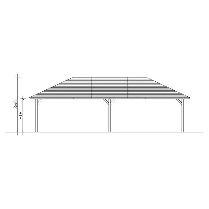 SKAN HOLZ Pavillon Orleans 4 - L x B: 1.046 x 569 cm, Natur - Zeichnung eines Pavillons mit Maßen. Die Zeichnung zeigt die Höhe und die Struktur des Pavillons.