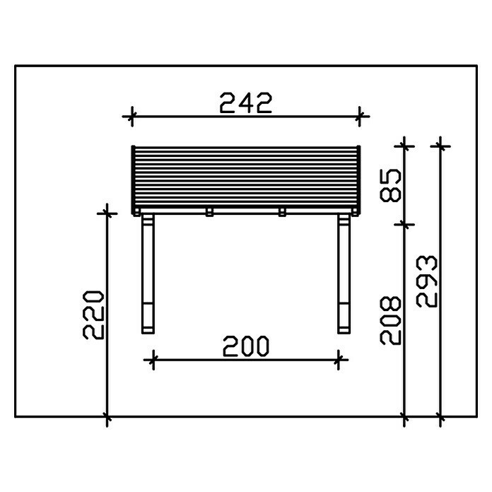 Skan Holz Vordach Paderborn 1B x H: 242 x 208 cm, Natur Sketch