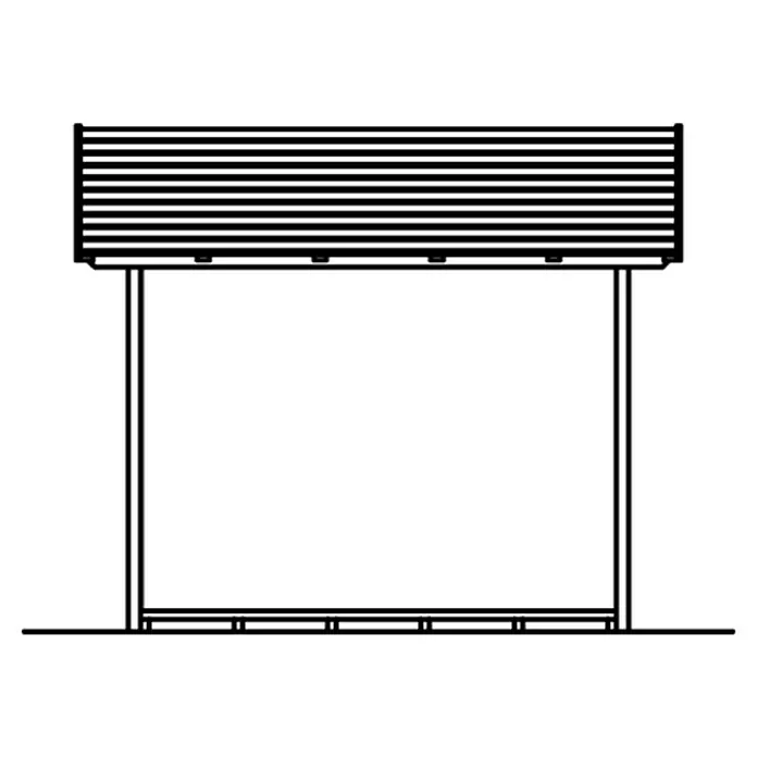SKAN HOLZ Kaminholzregal Paul 2 - 290 x 126 x 243 cm, Holz, Natur - Bild eines stilvollen Pavillons mit horizontaler Lamellenstruktur oben und klaren Linien, ideal für den Außenbereich.