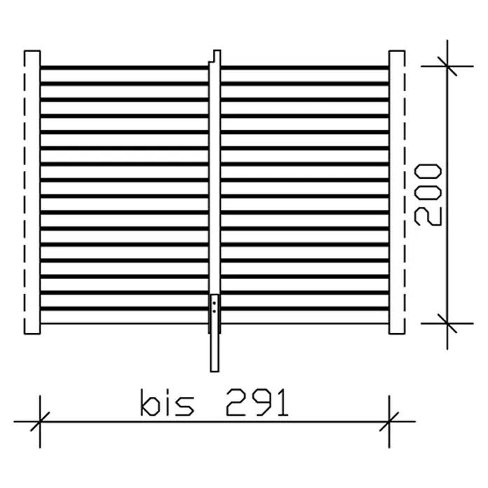 SKAN HOLZ Rückwand - L x H: 291 x 200 cm, Schiefergrau, Passend für: Skan Holz Carports - Draufsicht einer Holzgitter-Konstruktion mit den Maßen 200 x bis 291, ideal für Zäune oder dekorative Elemente im Garten.