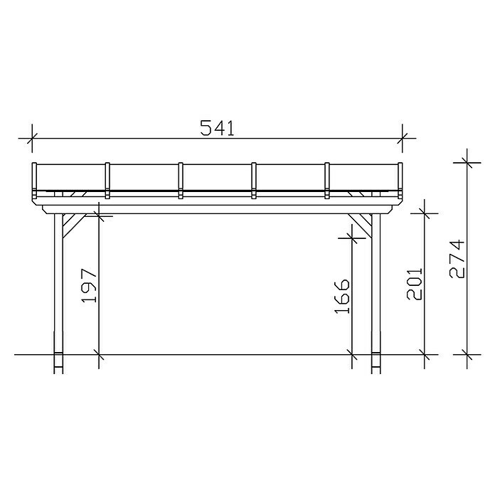 Skan Holz Terrassenüberdachung SanremoB x T: 541 x 300 cm, Weiß, Fichtenholz Sketch