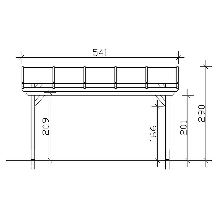 Skan Holz Terrassenüberdachung SanremoB x T: 541 x 400 cm, Natur, Fichtenholz Sketch