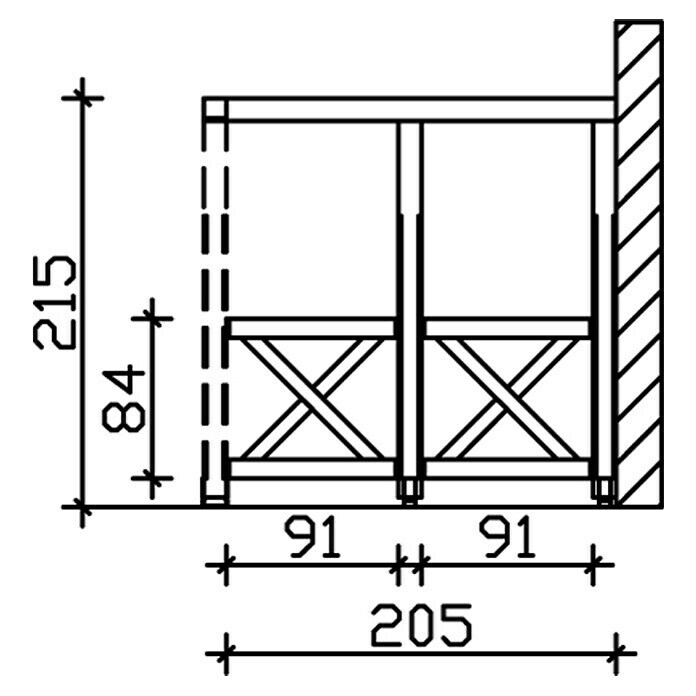 Skan Holz Seitenwand AndreaskreuzPassend für: Skan Holz Terrassenüberdachungen aus Douglasie, Tiefe 250 cm, Natur Sketch