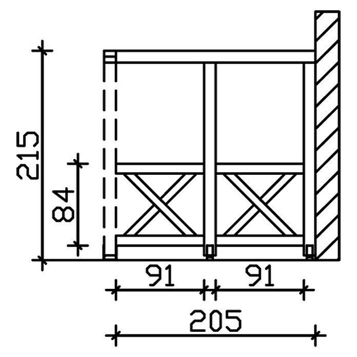 Skan Holz Seitenwand AndreaskreuzPassend für: Skan Holz Leimholz-Terrassenüberdachungen, Tiefe 250/239 cm, Weiß Sketch