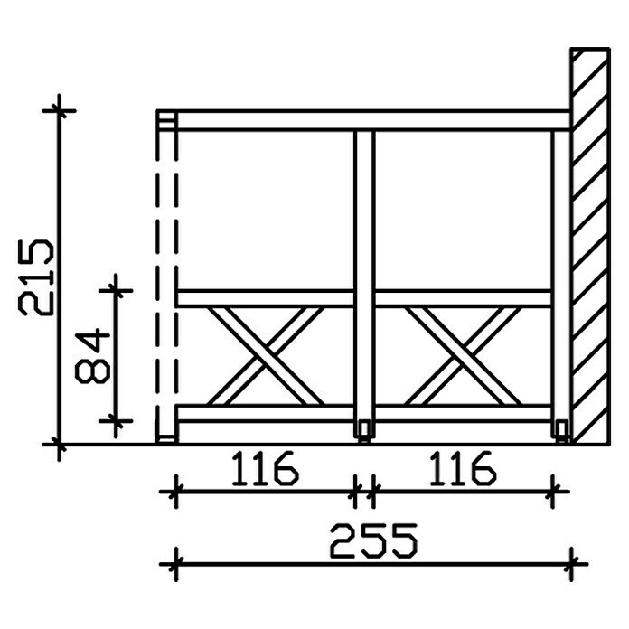 Skan Holz Seitenwand AndreaskreuzPassend für: Skan Holz Leimholz-Terrassenüberdachungen, Tiefe 300/289 cm, Weiß Sketch