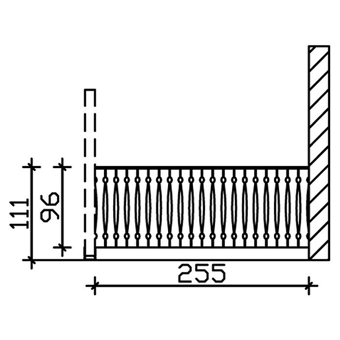 Skan Holz BrüstungsgeländerPassend für: Skan Holz Leimholz-Terrassenüberdachungen, Tiefe 300/289 cm, Natur Sketch