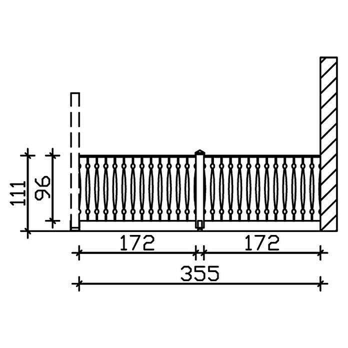 Skan Holz BrüstungsgeländerPassend für: Skan Holz Leimholz-Terrassenüberdachungen, Tiefe 400/389 cm, Weiß Sketch