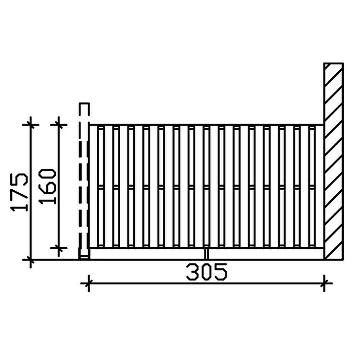 Skan Holz SeitenwandPassend für: Skan Holz Terrassenüberdachungen aus Douglasie, Tiefe 350 cm, Natur, Holz Sketch