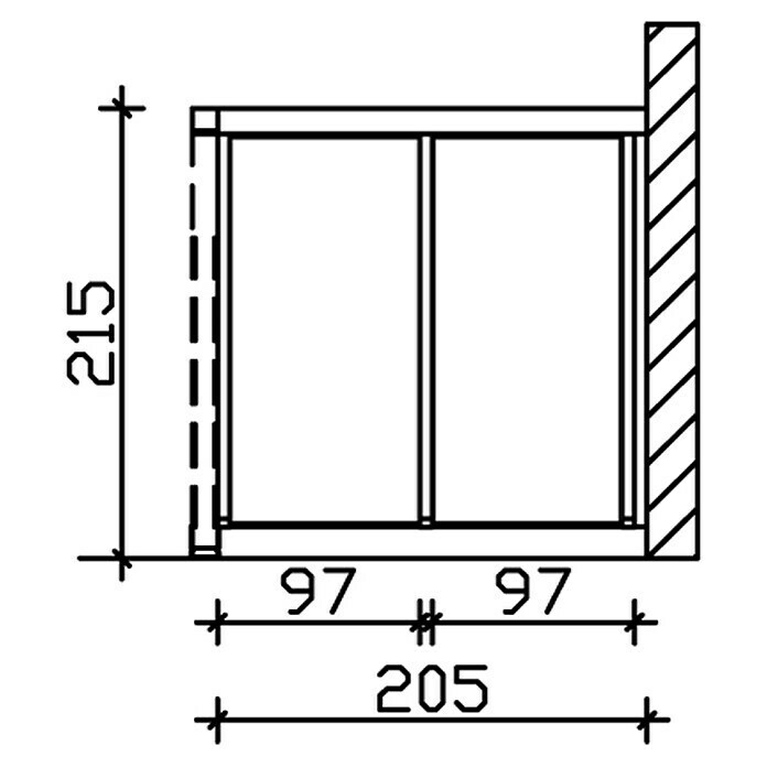 Skan Holz SeitenwandPassend für: Skan Holz Terrassenüberdachungen aus Douglasie, Tiefe 250 cm, Natur, Holz Sketch