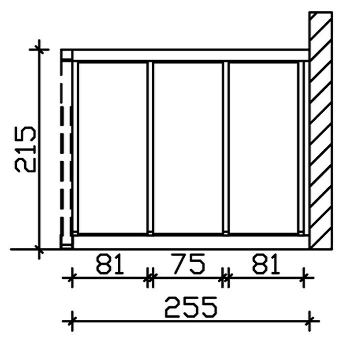 Skan Holz SeitenwandPassend für: Skan Holz Terrassenüberdachungen aus Douglasie, Tiefe 300 cm, Natur, Holz Sketch