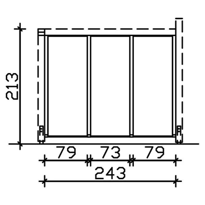 SKAN HOLZ Seitenwand - Passend für: Skan Holz Leimholz-Terrassenüberdachungen, Tiefe 300/289 cm, freistehend, Natur - Schematische Darstellung eines modularen Regalsystems mit Höhen- und Breitenangaben für Planungszwecke.