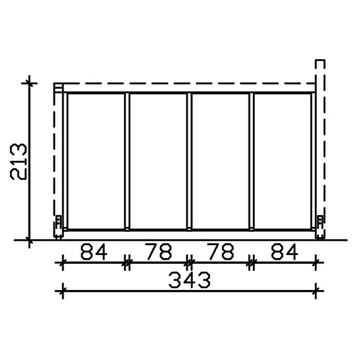 Skan Holz SeitenwandPassend für: Skan Holz Leimholz-Terrassenüberdachungen, Tiefe 400/389 cm, freistehend, Weiß Sketch