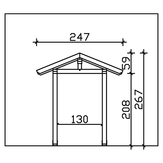 Skan Holz Vordach Siegen 4L x T: 247 cm x 116 cm, Eiche Hell Sketch