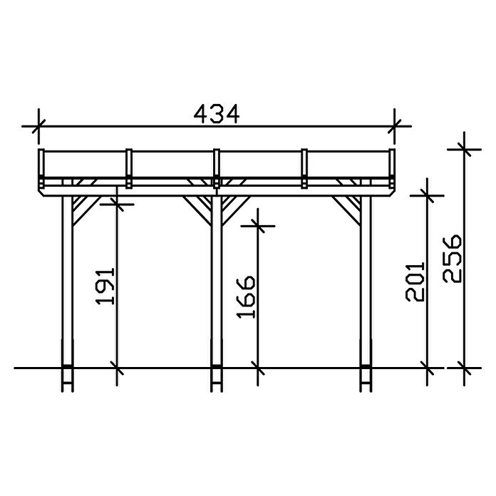 Skan Holz Terrassenüberdachung SienaB x T: 434 x 250 cm, Fichtenholz, Natur Sketch