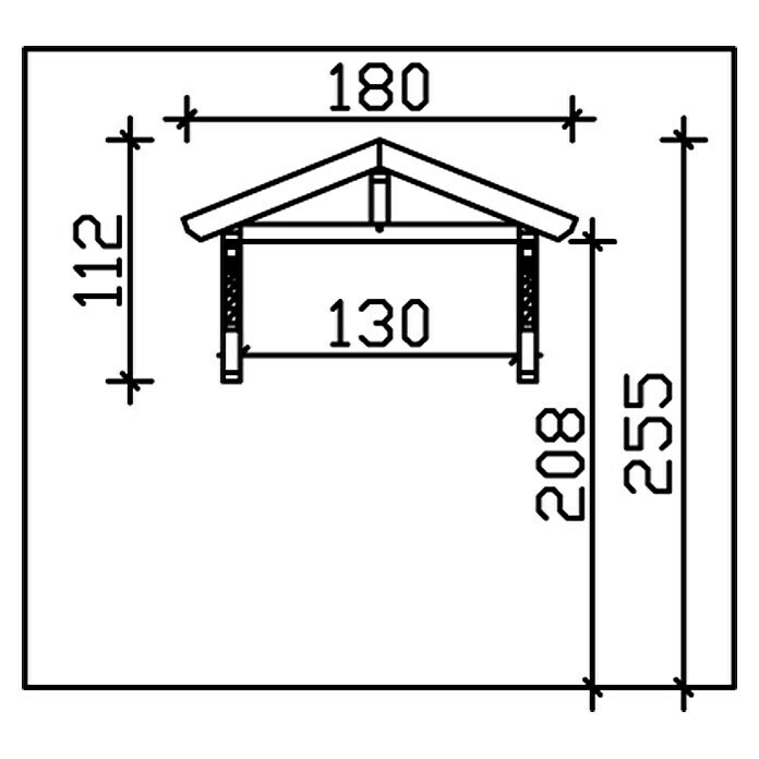 Skan Holz Vordach Stettin 1L x T: 180 cm x 80 cm, Nussbaum Sketch