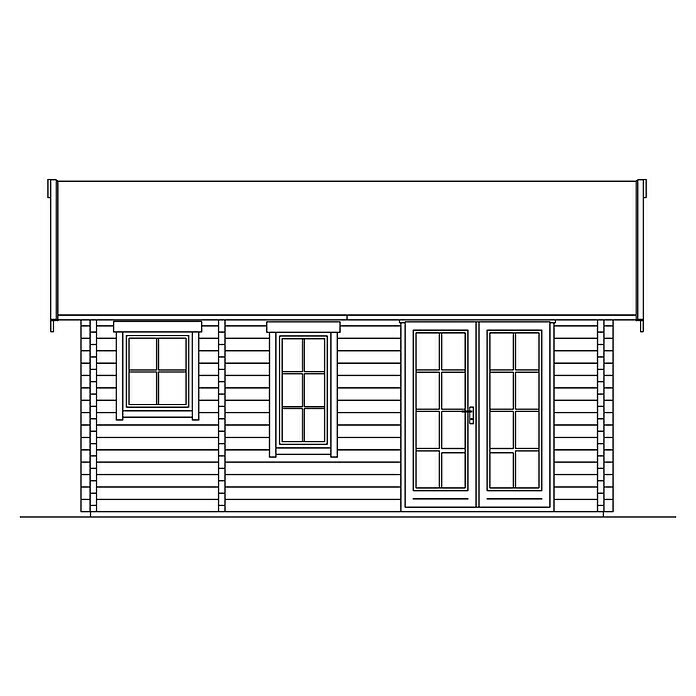 Skan Holz Gartenhaus Toronto 2B x T: 500 x 640 cm, Holz, Wandstärke: 70 mm, 19 mm Dachschalung mit Konter- & Dachlattung Sketch