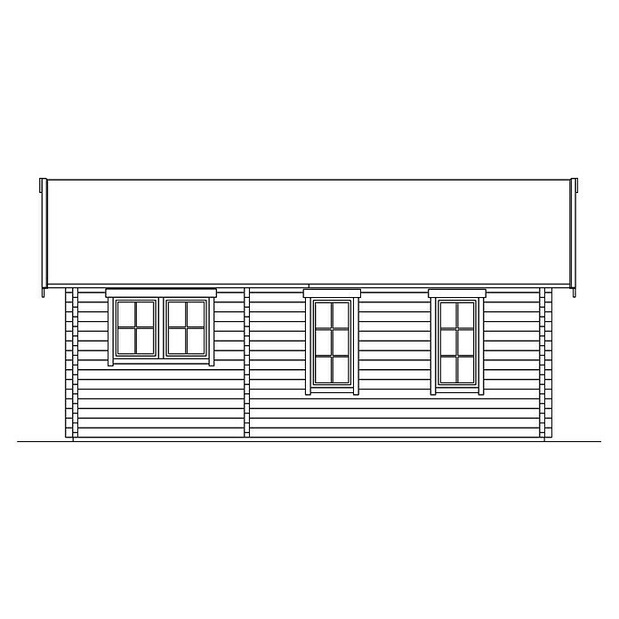 Skan Holz Gartenhaus Toronto 4B x T: 500 x 740 cm, Holz, Wandstärke: 70 mm, 19 mm Dachschalung mit Konterlattung & 2. Dachschalung Sketch