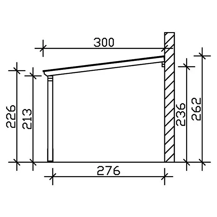 Skan Holz Carport VogtlandAußenmaß inkl. Dachüberstand (B x T): 3 x 5,41 m, Einzelcarport, Eiche Hell