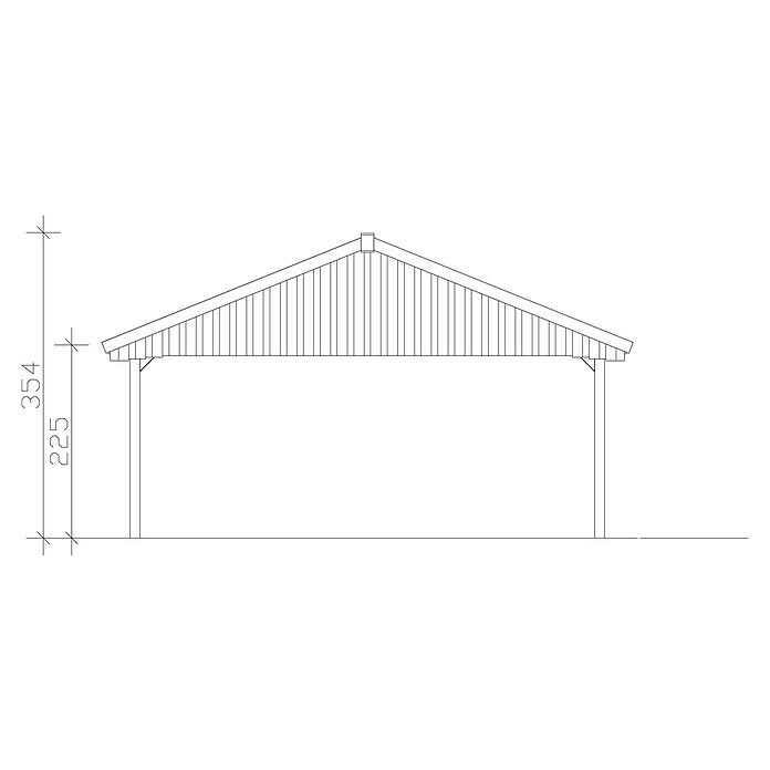 Skan Holz Doppelcarport WallgauL x B: 600 x 620 cm, Einfahrtshöhe: 215 cm, Grün, Dachlatten zur Eindeckung mit Dachziegeln Sketch