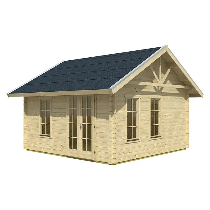 SKAN HOLZ Gartenhaus Bern 1 - Außenmaß inkl. Dachüberstand (B x T): 500 x 500 cm, Holz, Natur, 17,64 m² - Holzgartenhaus mit Doppeltür und Fenstern, ideal für den Garten. Das Gartenhaus bietet zusätzlichen Stauraum oder einen gemütlichen Rückzugsort.