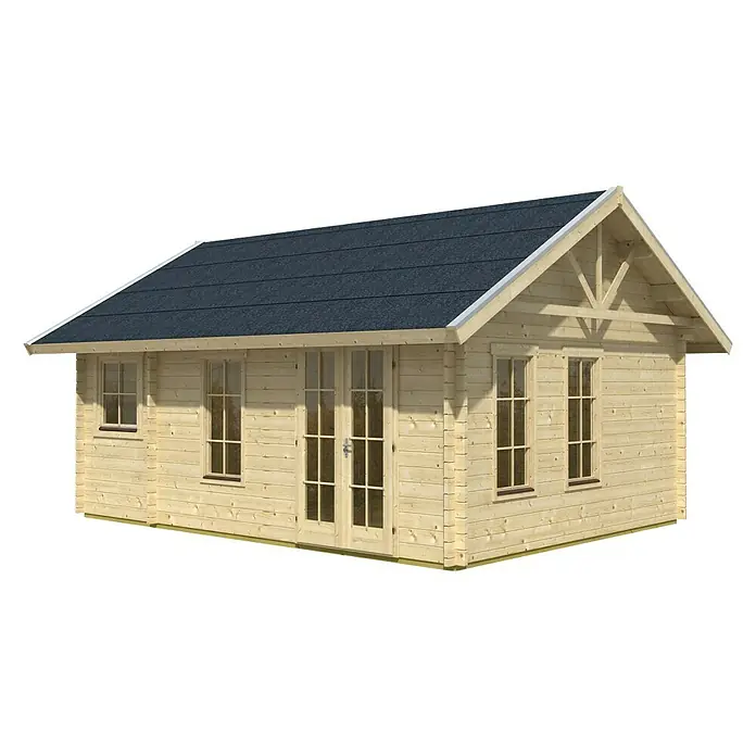 SKAN HOLZ Gartenhaus Bern 2 - Außenmaß inkl. Dachüberstand (B x T): 500 x 640 cm, Holz, Natur, Dachschalung & Dachlattung - Holzgartenhaus mit blauem Dach, ideal für zusätzlichen Stauraum im Garten oder als gemütlicher Rückzugsort im Freien.