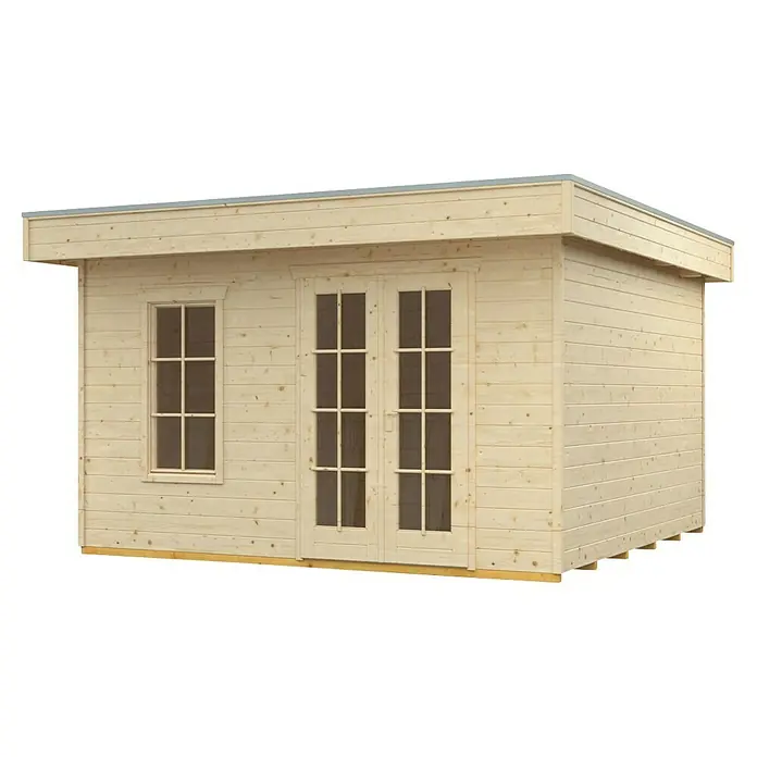 SKAN HOLZ Gartenhaus Breda 1 - Außenmaß inkl. Dachüberstand (B x T): 420 x 360 cm, Holz, Natur - Geräumiges Gartenhaus aus Holz mit Fenster und Doppeltür, ideal als Stauraum oder zusätzlicher Wohnraum im Freien.