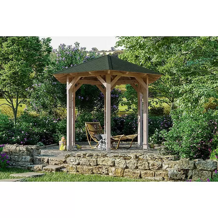 SKAN HOLZ Pavillon Colmar 1 - L x B: 312 x 360 cm, Natur - Stimmungsaufnahme
