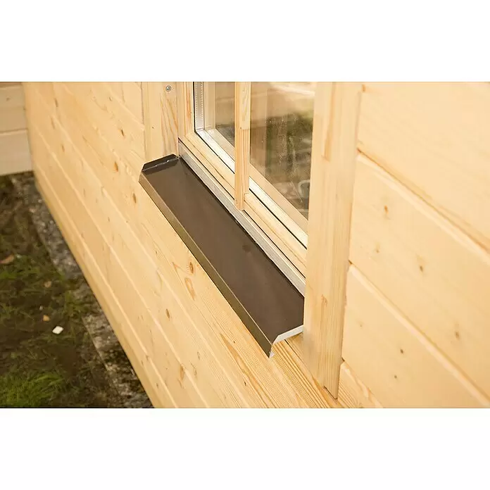 SKAN HOLZ Gartenhaus Lausanne - Außenmaß inkl. Dachüberstand (B x T): 530 x 380 cm, Holz, Natur, Grundfläche: 13,5 m² - Detailaufnahme