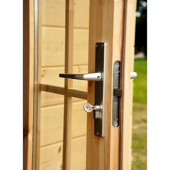 SKAN HOLZ Gartenhaus Toronto 4 - Außenmaß inkl. Dachüberstand (B x T): 500 x 740 cm, Holz, Natur, 27,72 m², 1 Lage Dachschalung - Detailaufnahme