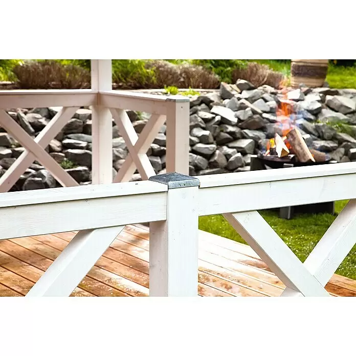 SKAN HOLZ Brüstungsgeländer - Passend für: Skan Holz Leimholz-Pavillons, Pfostenabstand min. 270 cm, Weiß - Stimmungsaufnahme
