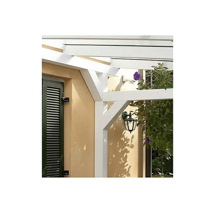 SKAN HOLZ Terrassenüberdachung Siena - B x T: 541 x 400 cm, Fichtenholz, Weiß - Stimmungsaufnahme