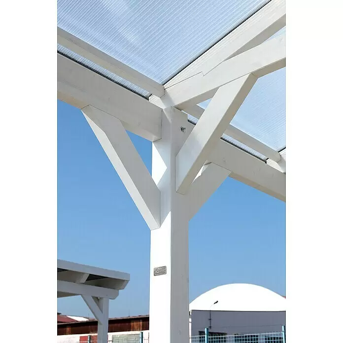 SKAN HOLZ Carport Westerwald - Außenmaß inkl. Dachüberstand (B x T): 3,62 x 5,41 m, Einzelcarport, Weiß - Detailaufnahme