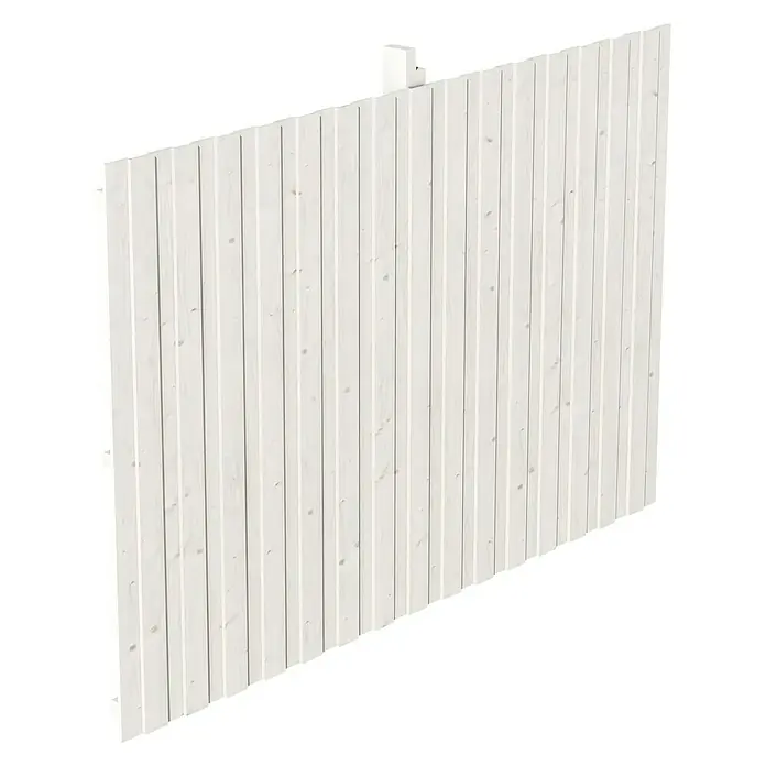 SKAN HOLZ Rückwand - B x H: 341 x 220 cm, Passend für: Skan Holz Carports, Weiß - Das Bild zeigt eine moderne, weiße Holzzaunplatte mit vertikalen Brettern, ideal für stilvolle und funktionale Gartengestaltung.