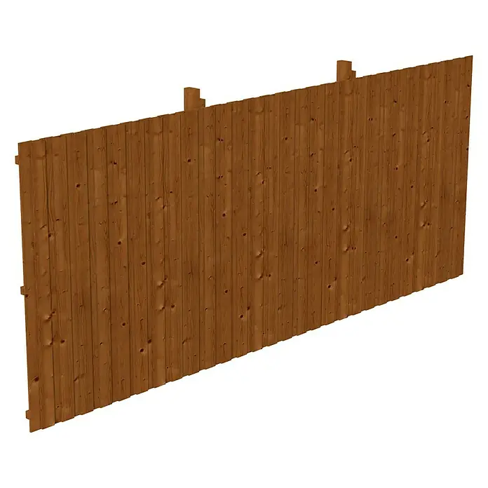 SKAN HOLZ Rückwand - B x H: 550 x 220 cm, Passend für: Skan Holz Carports, Nussbaum - Ein Holzschutzzaun aus vertikalen Brettern in warmen Brauntönen, perfekt für Privatsphäre und Sicherheit im Garten.