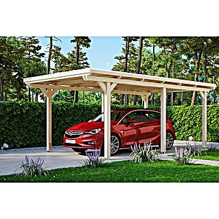 Skan Holz Carport Emsland (Außenmaß inkl. Dachüberstand (B x T): 3,54 x 6,04 m, Einzelcarport, Natur, Materialspezifizierung Dach: Fichte)