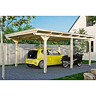 Skan Holz Carport Emsland (Außenmaß inkl. Dachüberstand (B x T): 4,04 x 6,04 m, Einzelcarport, Natur, Materialspezifizierung Dach: Aluminium-Dachplatten)