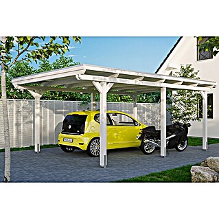 Skan Holz Carport Emsland (Außenmaß inkl. Dachüberstand (B x T): 4,04 x 6,04 m, Einzelcarport, Weiß, Materialspezifizierung Dach: Aluminium-Dachplatte)